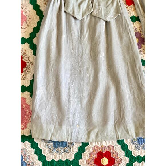 Vintage 1960s Homemade Dress Pale Blue Velvet Silk Lining Belts Wounded Bird - Picture 5 of 16